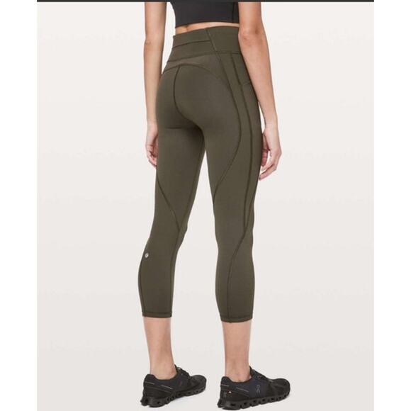 Lululemon Time To Sweat Crop *23" Dark Olive Size 8 - Picture 2 of 12